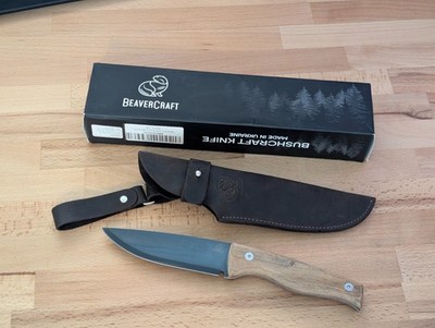 BeaverCraft BSH3 Nightfall Bushcraft Messer (Karbonstahl) mit Lederscheide   NEU