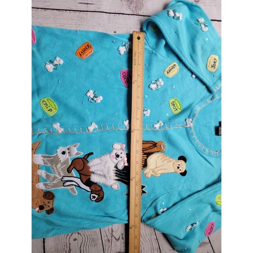 BEREK Cute Dog Sweater Light Blue Size S Cardigan Bones On Buttons - Picture 11 of 14