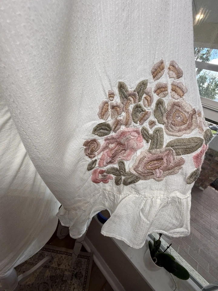 Blusa Vintage America Blu Mujer Grande Boho Campesina Top Bordada Manga Campana  Foto 3 de 4