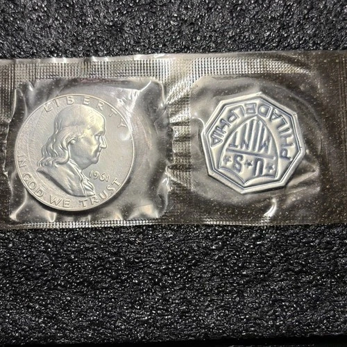1961 90% silver Proof Franklin Half Dollar sealed in mint cello