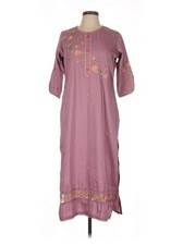 Women's Purple Floral Embroidered Kaftan3/4 Sleeve