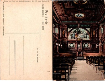 Heidelberg Postcard Die Aula der Universitaet Color Interior 1907 Unposted