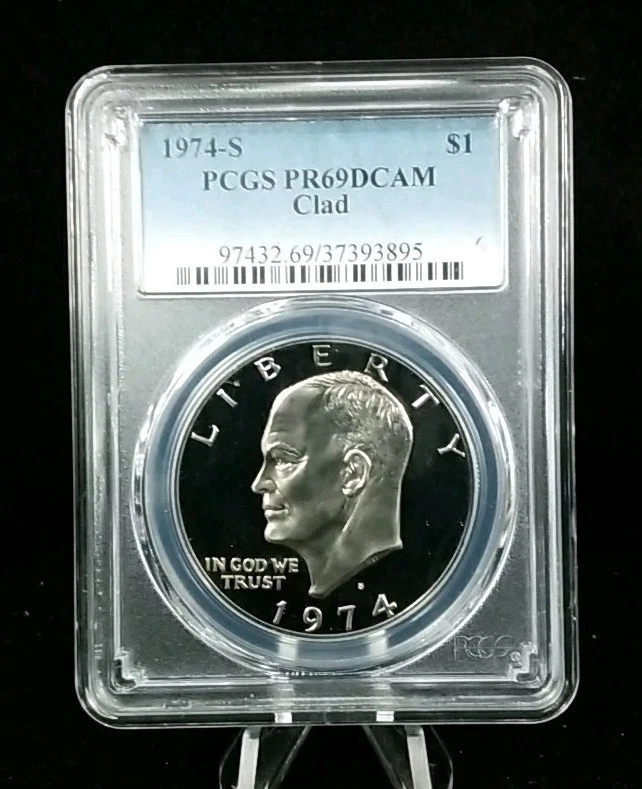 PCGS Certified PR 69 Graded 1974 Eisenhower Dollars (1971-1978