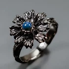 Handmade Natural Black Opal Ring 925 Sterling Silver Size 7.5 /R473309