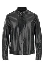 FENDI 6950 Shiny Blue Leather Blouson Jacket New  Authentic