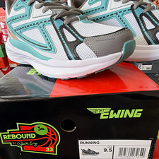 Ewing Rebound Men  s White/Teal/Gray Low Top Lace-Up Running Sneaker 9.5