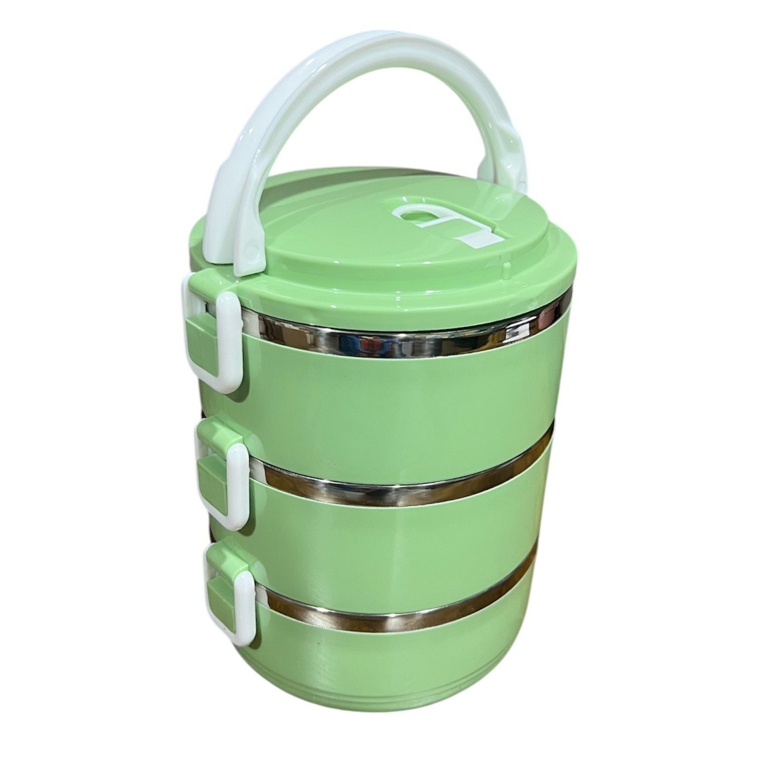 Portable Stackable 3-Tier Round Lunch Box with Handle, Multi-Layer Food Containe
