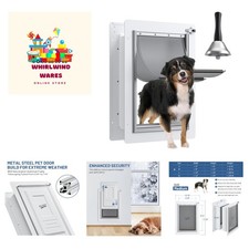 Pet Door for Wall Upgrade 2.0 with Secure Aluminum Lock, Steel Frame  Telesc...