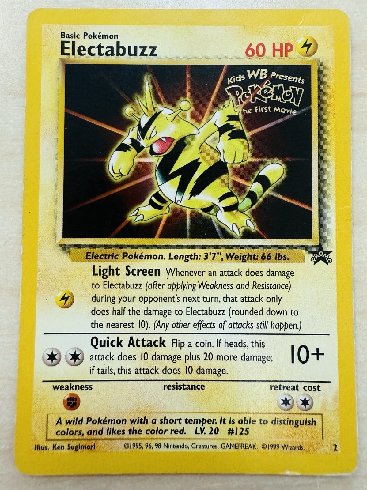 Electabuzz Pokemon Promo Card #2 – WB Kids First Movie 1999 – WOTC Promo [MP]
