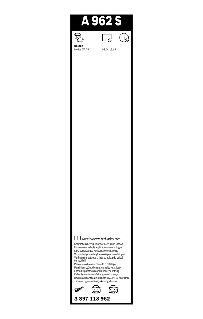 3 397 118 962 Bosch wiper blade for Renault