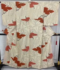 Kimono giapponese vintage seta bianco Komon tradizionale autentico...