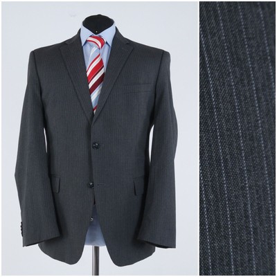 Mens Striped Sport Coat 42R US Size ENGBERS Grey Blazer Jacket