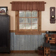 Patriotic Patch Plaid Valance 16x72 Country Curtain, Deep Red