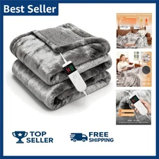 Electric Heated Blanket Throw 50''x60''Size Faux Fur Heating Blanket 10 Heating
