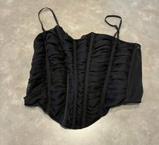 Out From Under Black Mesh Corset Bustier Top Ruched Women s Size XL