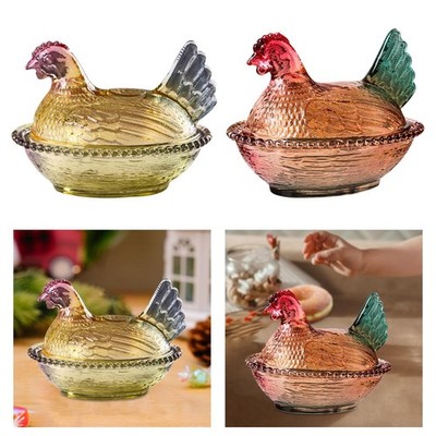 Niedliche Huhn Form Süßigkeiten Kanister Glas Dessert Teller Snack Schale für