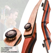 PMZ Archery 60" Takedown Traditional Longbow Recurve Bow for Hunting 45lbs