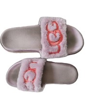 UGG Laton Fur Slide Platform Slipper Powder Pink Women's Size 11