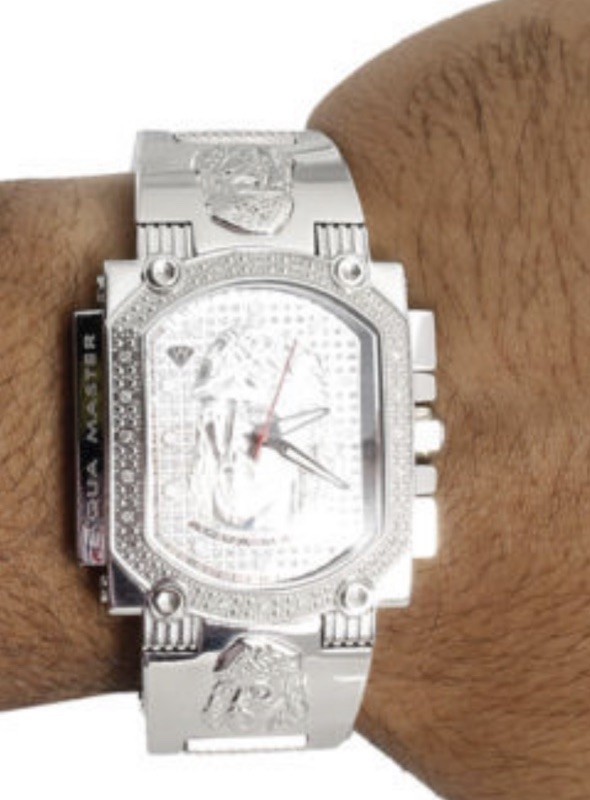 NEW Aqua Master Jesus W323 Stainless Steel & Genuine Diamond Watch