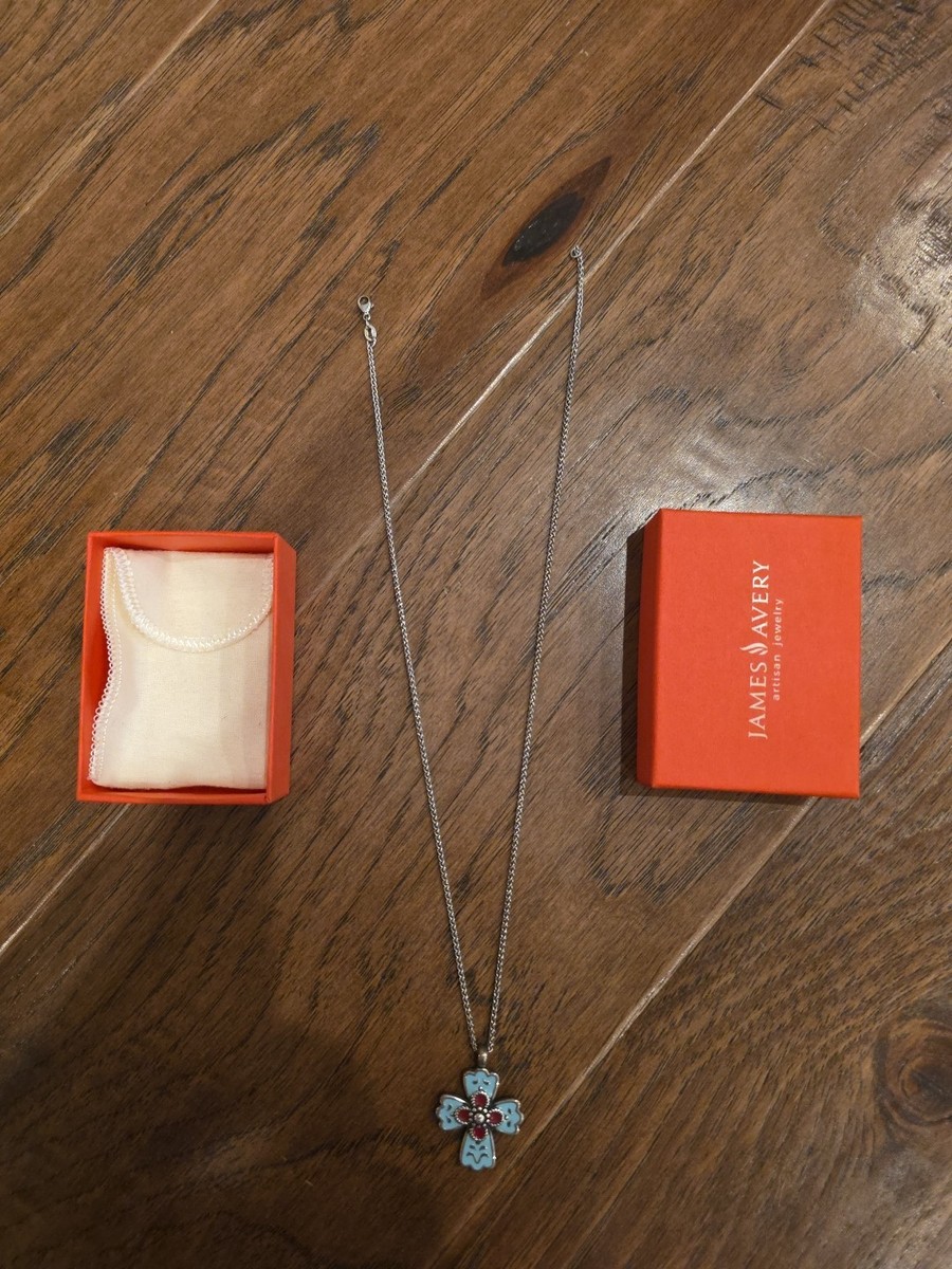 James Avery Retired La Rosa Enamel Cross Pendant PLUS 20