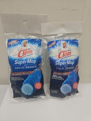 Mr. Clean SuperMop with Magic Eraser Refill  Lot of 4, 2 PKS (A43)