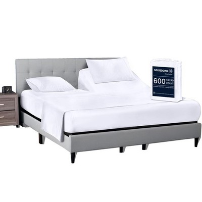 Split Top King Bed Sheets set 4 PC 600 TC for Adjustable Beds 15'' Deep