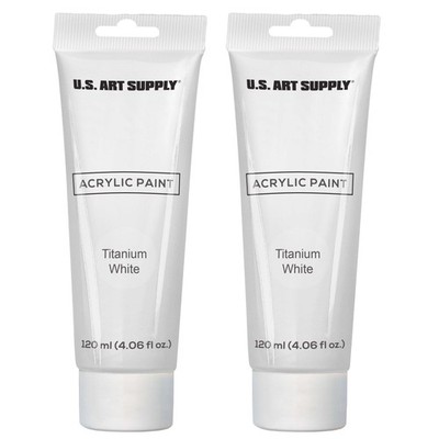 2 - 120ml Tubes Artists Acrylic Color Paint, Titanium White, Art Canvas Painting