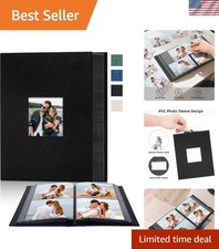 4x6 Slip In Photo Album Holds 200 Pockets Cloth Cover Black