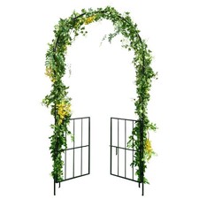 Garden Arch Arbor Trellis with Gate 7.5 ft Patio Archway Pergola for Wedding
