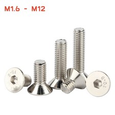 Countersunk Head Screws Hex Drive Allen Bolt M1.6 - M12 Grade 10.9 Nickel Plated