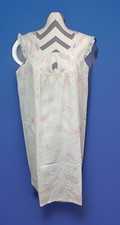 Vtg AMY SUE Women's Large Pink Sheer Lace Accent Short Sleeve Nightgown USA