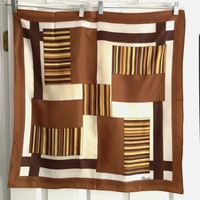 Vintage Paoli Tonal Brown Retro 27in Square Stripe Scarf