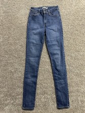 Levis 721 High Rise Skinny Jeans Womens 26x32 25x32 Blue Dark Wash