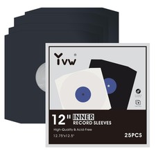 25 Black Vinyl Record Inner Sleeves Poly Lined Paper Kraft 12" LP Album Jacket P