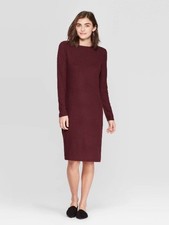 Target A New Day NWT Burgundy Ribbed Long Sleeve Knit Dress M