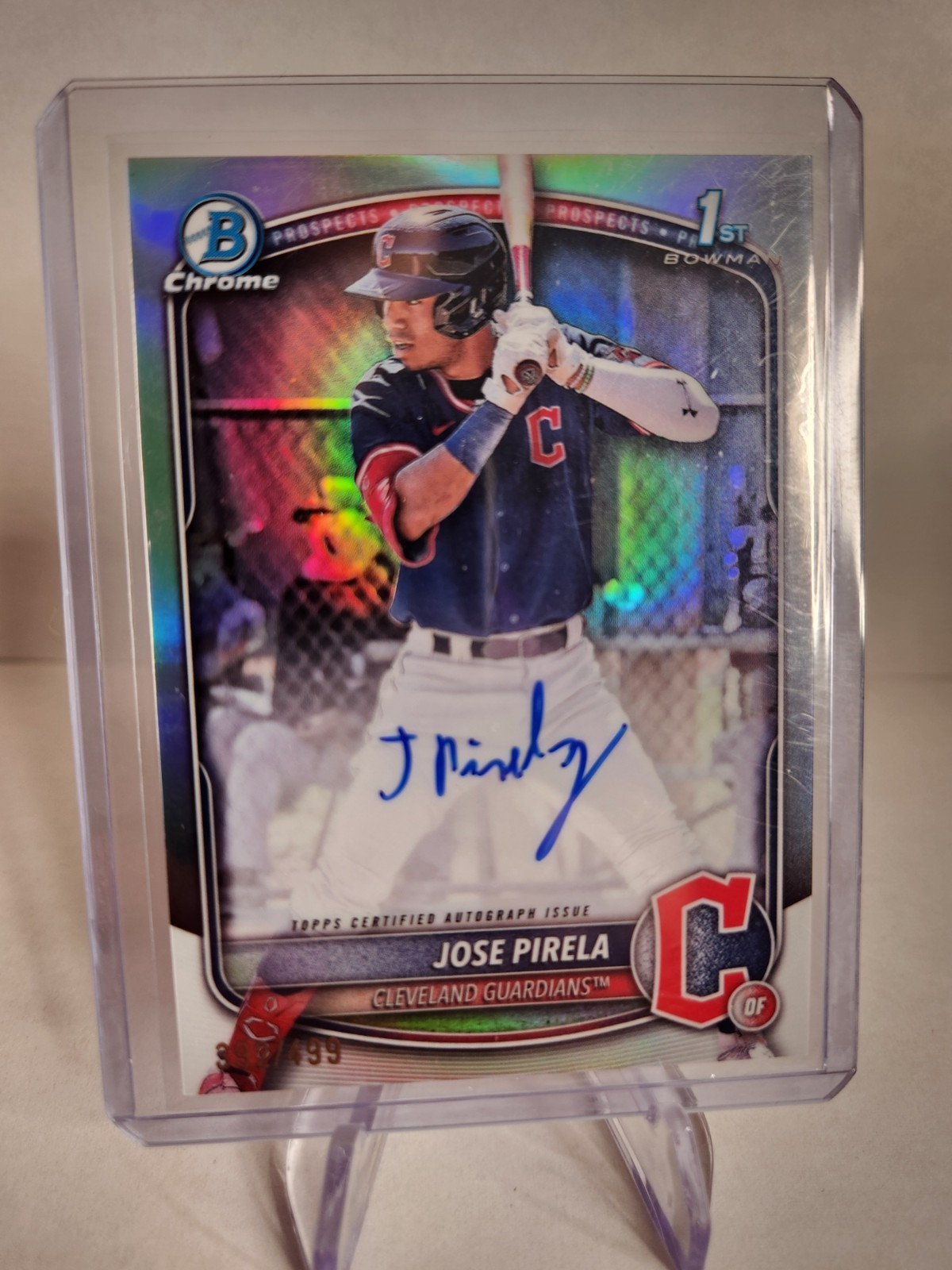 Jose Pirela 1st 2025 Bowman Chrome Prospect Auto Refractor /499 Guardians