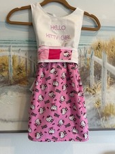 Hello Kitty Dress Girls Size 8-10 Easter Dress Pink Embroidered Patchwork Bow