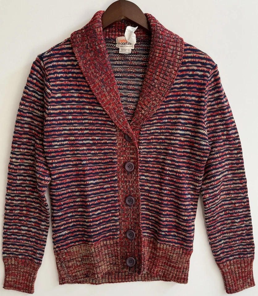 Vintage Casual Corner Women’s L Wool Blend Cardigan And Skirt Sweater Set Red - Image 2 of 4