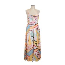 LUUKSE Maxi Dress Womens L Multi-Color NWT Abstract Cutout Tie Front Summer