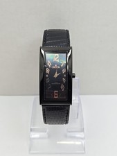 Womens Croton Aristocrat Deco Curve 23mm Black MOP Dial Lizard Watch New Battery