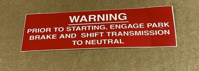 Aufkleber NEUTRAL SHIFT WARNING / ENGAGE BRAKE