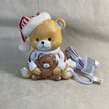 Porcelain Bear with it  s Teddy Bear Night Light Table Lamp With replaced plug-in
