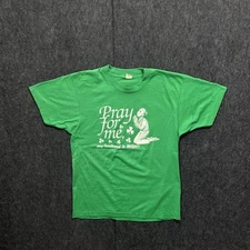 Vintage Pray For Me Husband Is Irish Green T Shirt Screen Stars Single Stitch L