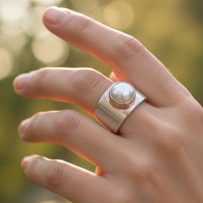 Natural Pearl 925 Sterling Silver Ring Handmade Jewelry Gift For christmas A-696