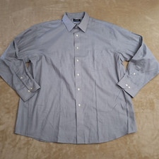 Chaps Dress Shirt Men's XL Blue Stretch Collar Chambray Wrinkle Free 17.5