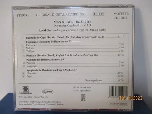 Max Reger - Die Grossen Orgelwerke Vol. 2-5 - 4 CD's - MINT condition - 25-853 - Picture 4 of 11