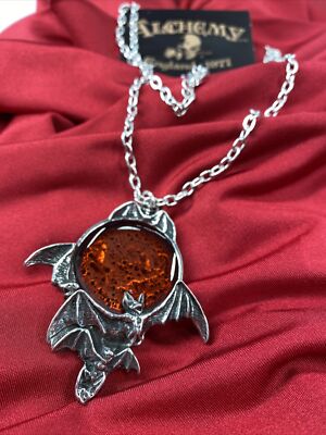 アクセサリー Alchemy Gothic P384 Death Cult Talisman Alchemy P447 Blood Moon Pendant Necklace Gothic England Bat Red