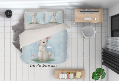 3D Rabbit Butterfly Floral Cartoon Quilt Cover Set Bedding Sets Pillowcases 64