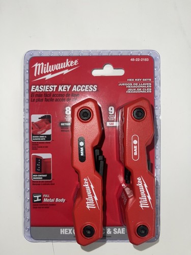 *New* Milwaukee 48-22-2183 2PC 17-Key Folding Hex Key Sets - SAE/Metric