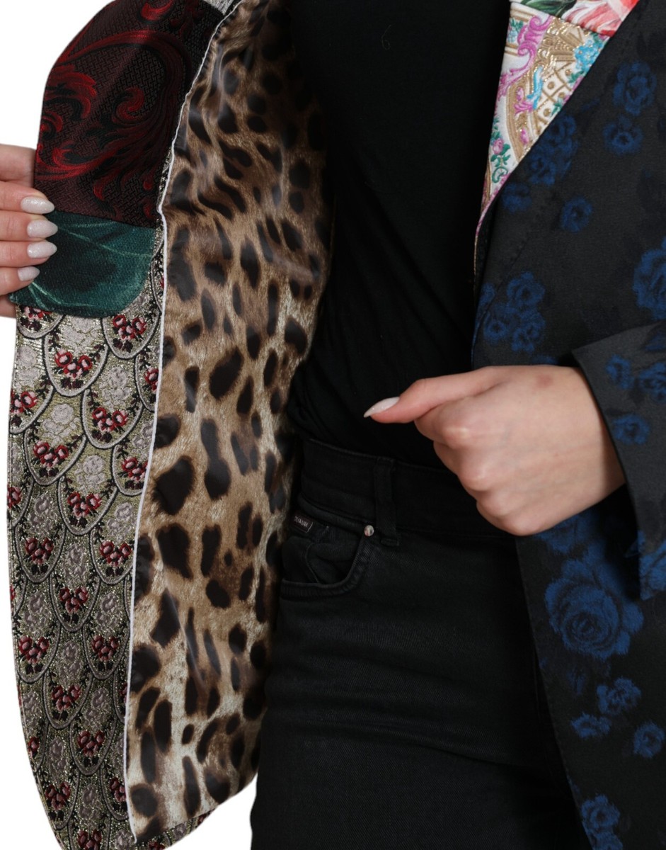 DOLCE & GABBANA Jacket Multicolor Floral Patchwork Jacquard IT40